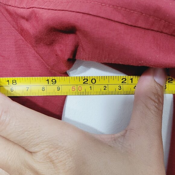 BGN Red Cotton Blend Long Sleeve Casual Zip Pocket Front Mock Collar Size Small - Picture 12 of 12